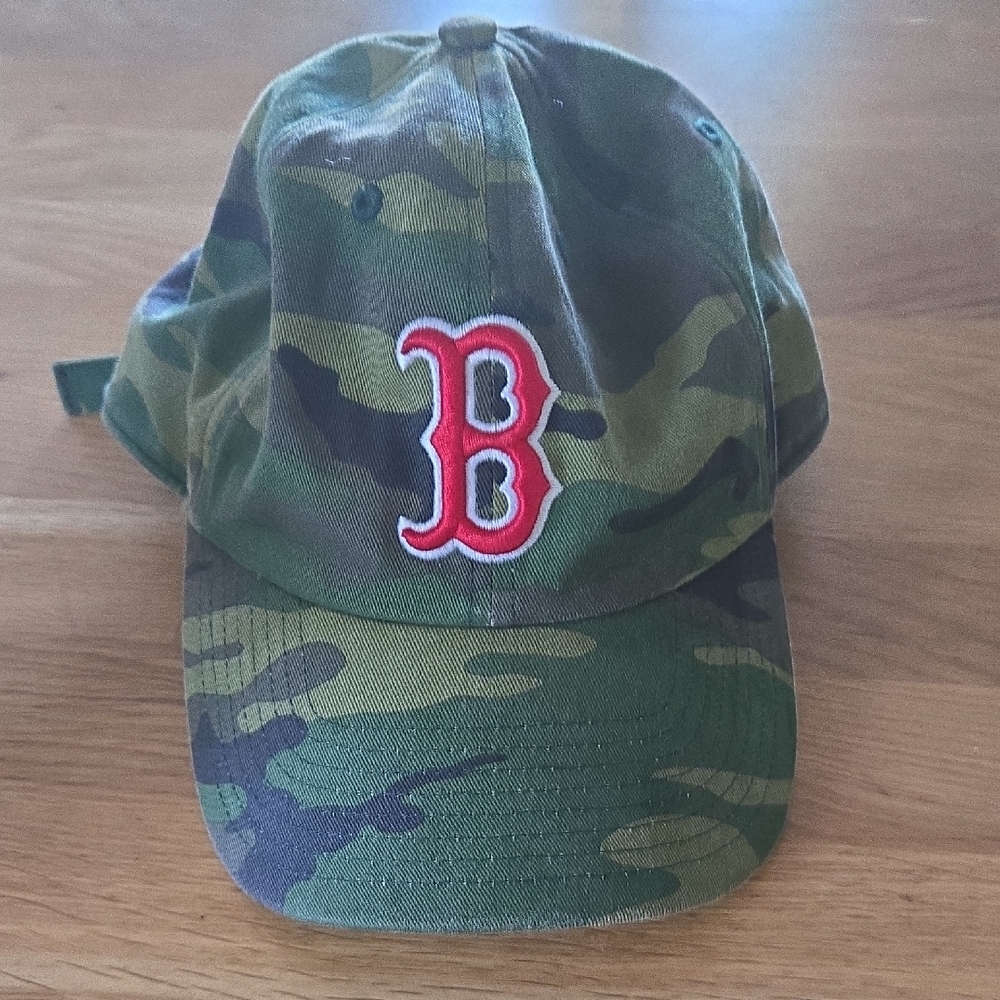 Camo Baseball Cap with Red Logo